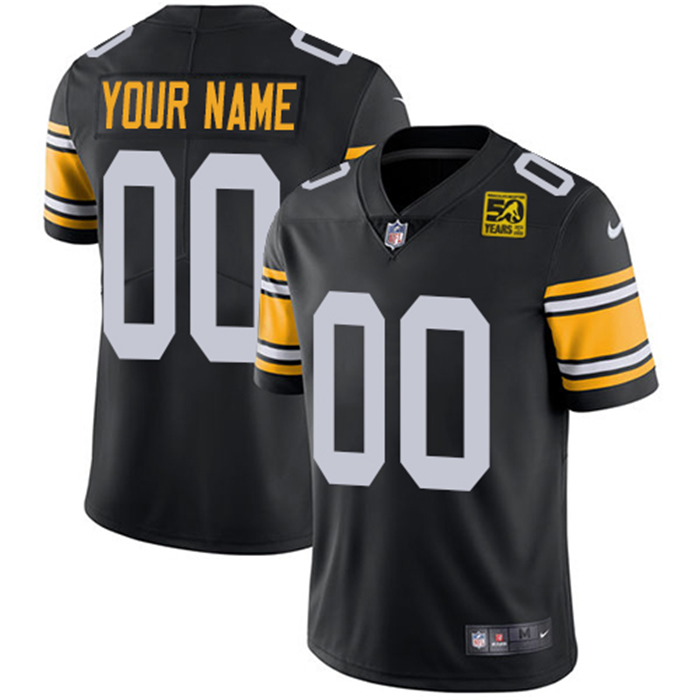 Men's Pittsburgh Steelers Custom Black 2023 50th Anniversary Vapor Untouchable Limited Jersey